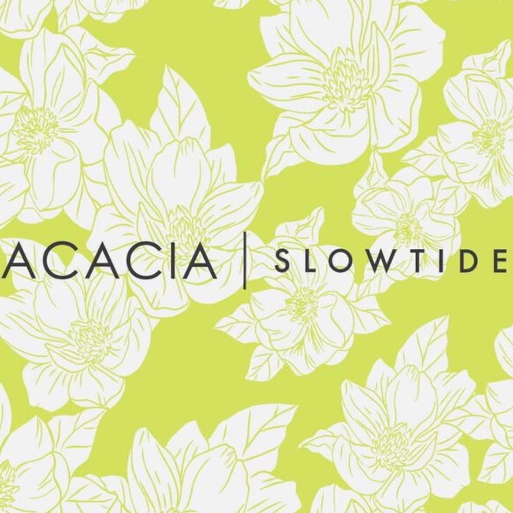 Acacia swimwear x slowtide collab beach towel in neon magnolia print